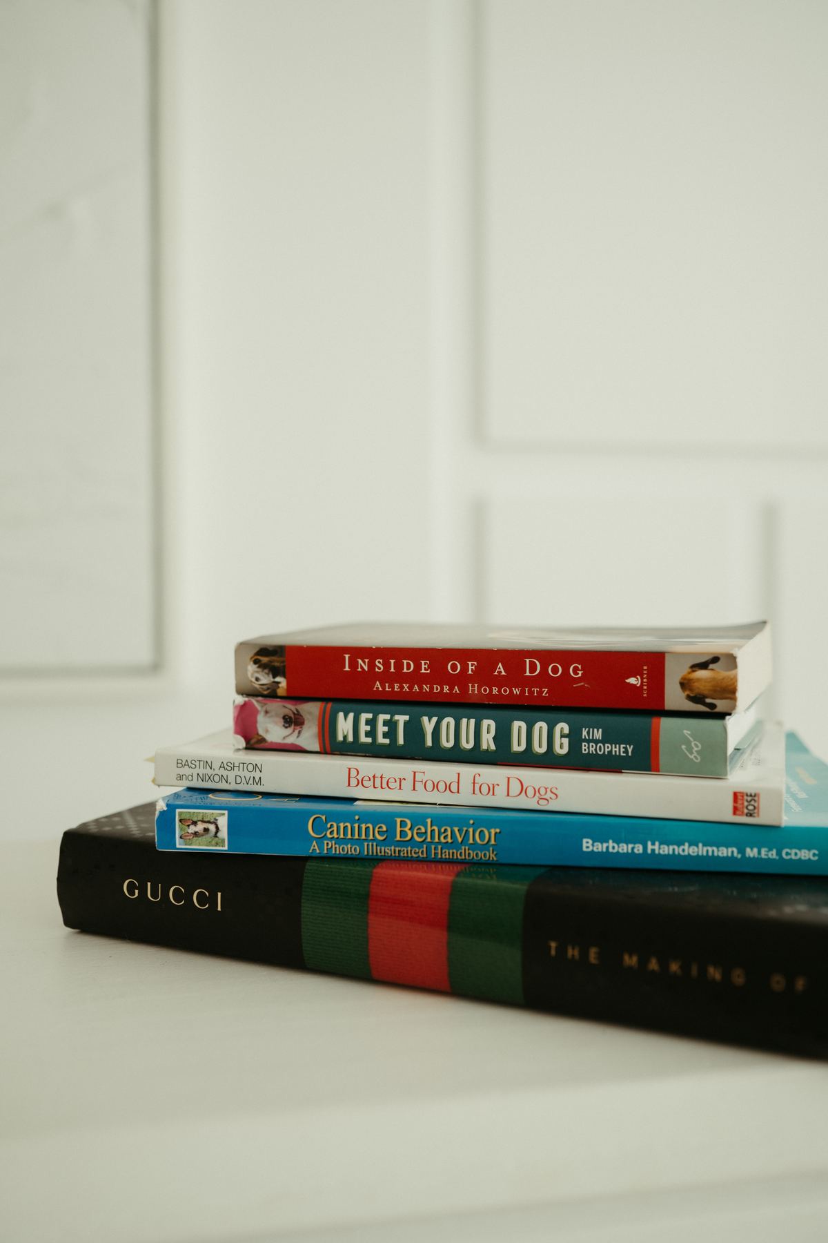 Stack of dog training books